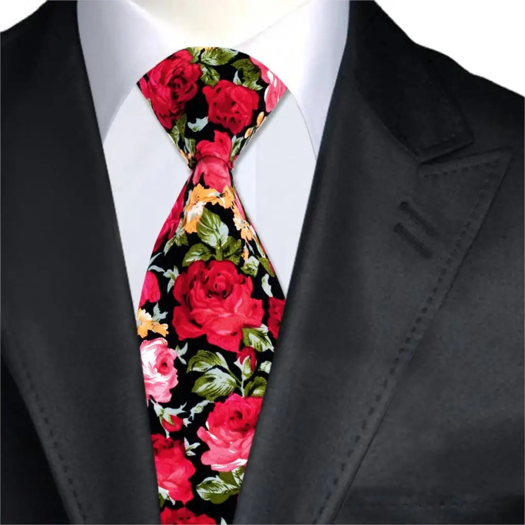 New Design 100 Cotton Mens Neckties Fashion Floral Print Ties for Men