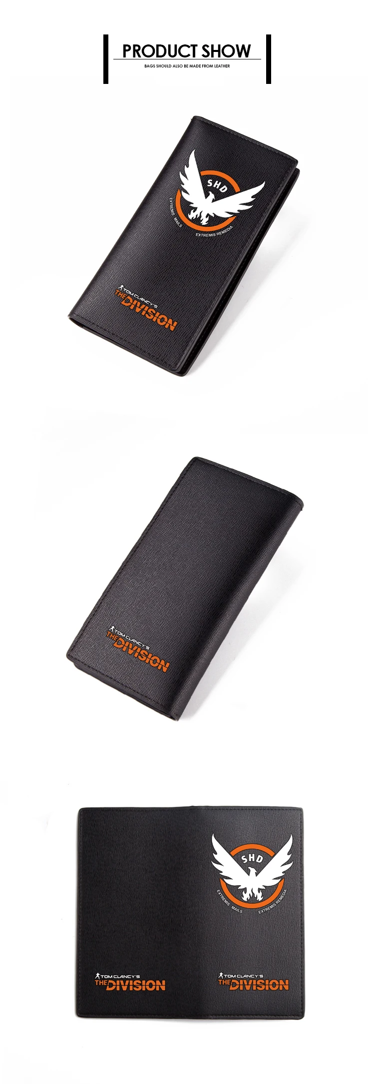 PU The Division Wallet Black Style Fashion Purse Carteira (1)
