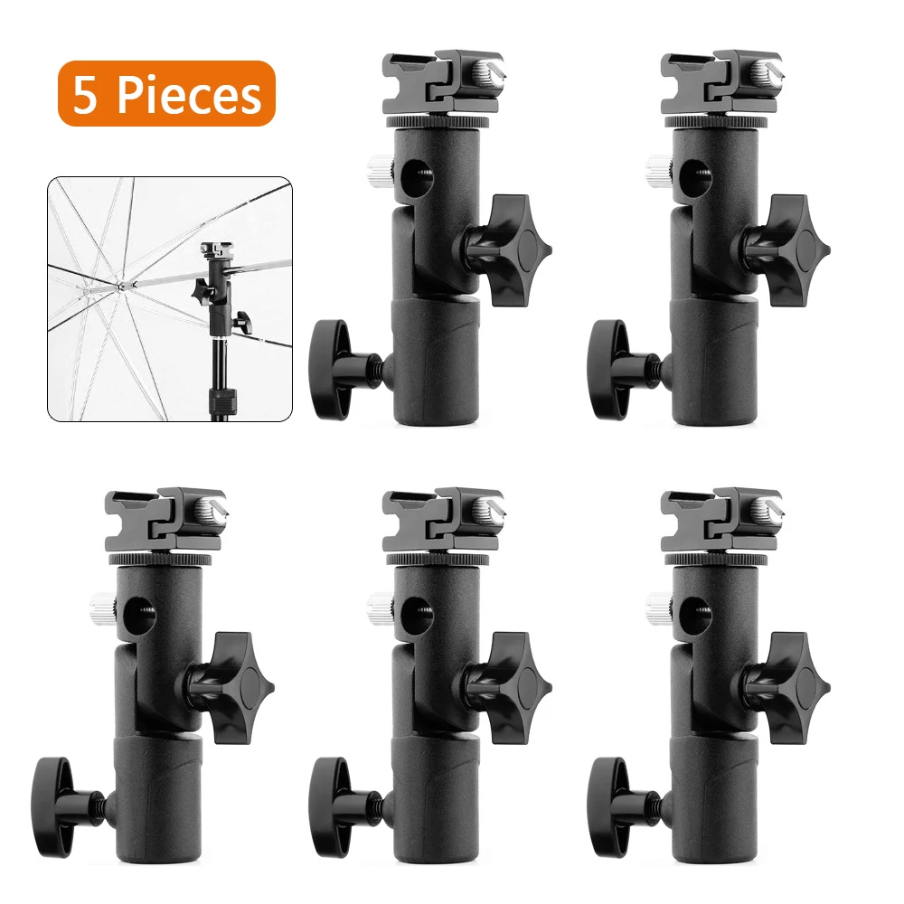 

5Pcs Professional Universal E-Type Cameras Metal Flash Hot Shoe Light Mount Swivel Stand Bracket Speedlite Umbrella Holder
