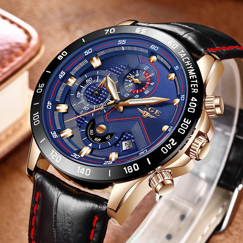 

LIGE Watch Men Fashion Quartz Army Military Clock Mens Watches Top Brand Luxury Leather Waterproof Sport Watch Relogio Masculino