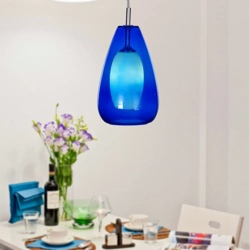 MAMEI Free Shipping 110 240V Indoor Modern Blue Color Glass Pendant ...
