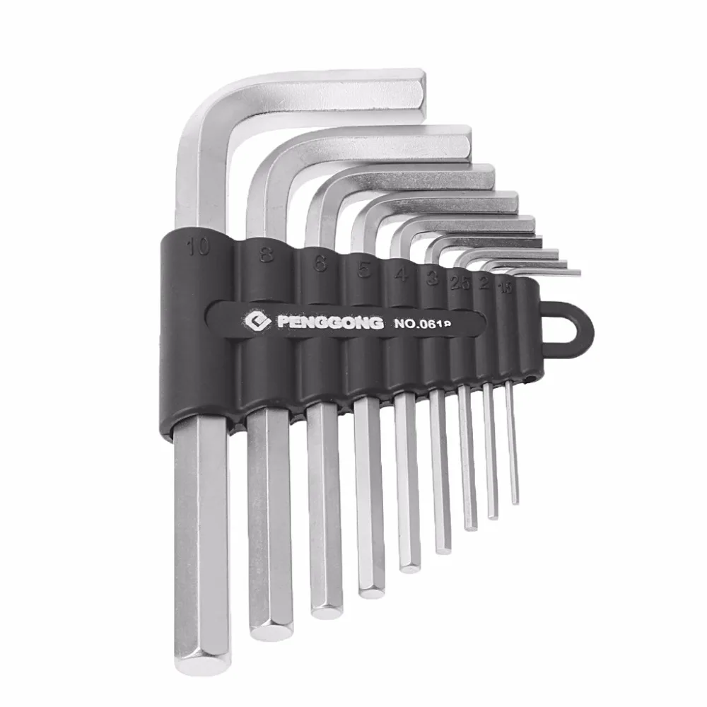 9Pcs/Set 1.5mm 10mm Hexagon Hex Allen Key Wrench Kit Spanner Repair