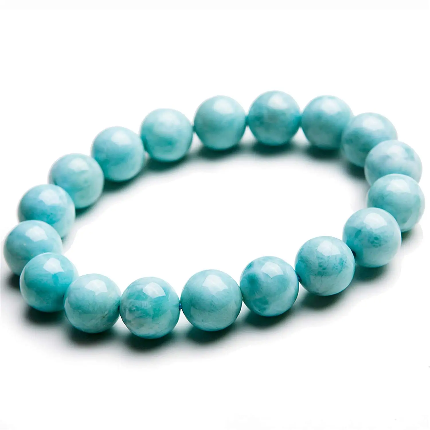 

11mm Natural larimar Stone Bracelet for Women Men Gemstone Water Pattern Blue Stone Round Beads Bracelet Jewelry AAAA