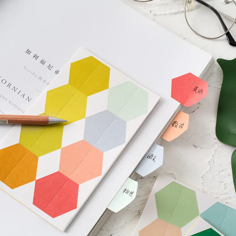 

8style 48pcs Hexagonal Index Stickers Writing Convenient Decoration Adhesive Diy Stickers Diary Scrapbook Stationery