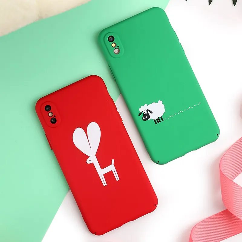

For iphone 6 s 6s Plus iphone XS MAX Case Cute Cartoon Animal Hard PC Red Green Cover For iphone X XR 10 iphone 7 8 Plus Cases
