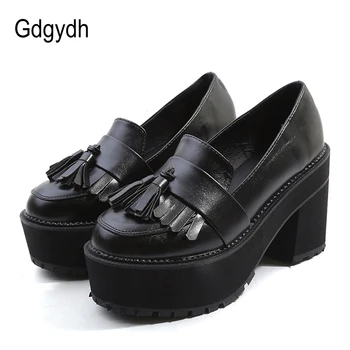 

Gdgydh Fashion Platform Pumps Shoes High Heels Women Shoes Black 2020 Spring Autumn Slip On Round Toe Tassel Shoes Women China