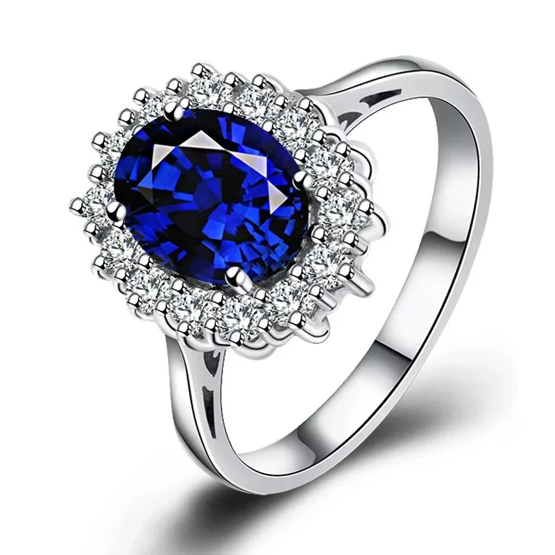 Мгновенная любовь Принцесса Диана Вильям Кейт Миддлтон 3.2ct креативный синий обручальное кольцо женский