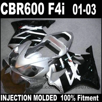 

INJECTION MOLDED high grade fairing kit for HONDA CBR 600 F4i 2001 2002 2003 silver black fairings set CBR600 01 02 03 NK49