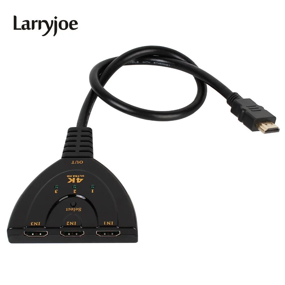 Коммутатор Larryjoe 4K * 2K 3D Mini 3 порта переключатель HDMI 1.4b сплиттер в 1 концентратор