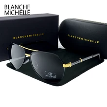 Blanche Мишель высокое качество Пилот поляризованных солнцезащитных очков Для мужчин UV400 бренд вождения солнцезащитные очки Óculos de sol с коробкой