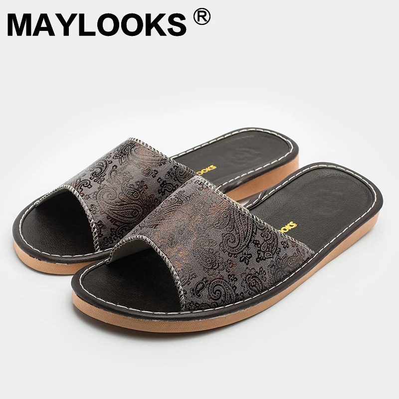 

Men's Slippers Spring And Summer genuine Leather Home Indoor Slip Non-slip Slippers 2018 New Hot M-8806