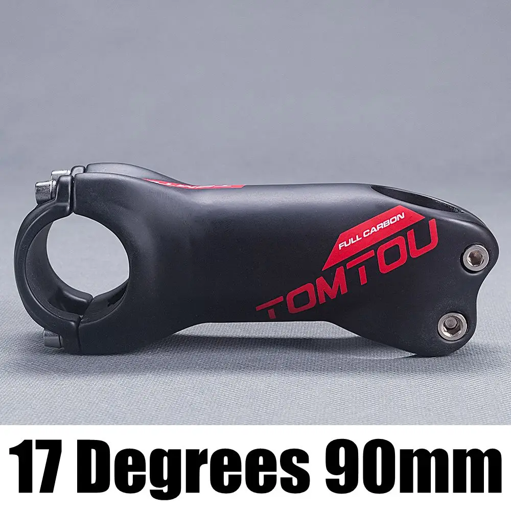 17 Degree 90MM TOMTOU полное однонаправленное Углеволокно угол 6/17 градусов Горный Дорожный велосипед для руля диаметром 31,8 мм матовый красный-T48M62 - Цвет: 17 Degree 90MM