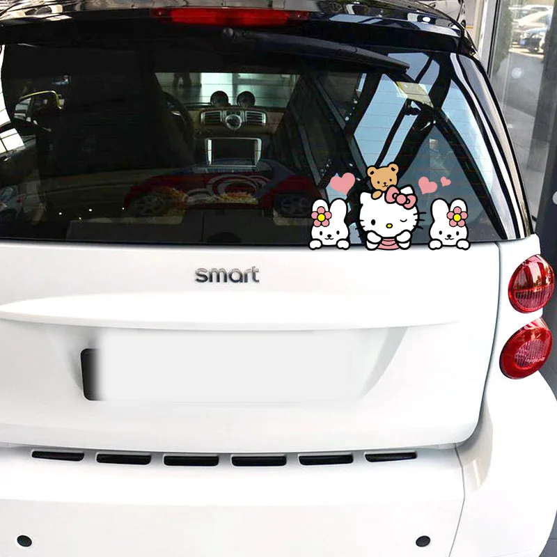 

Aliauto Cartoon Car Accessories Funny Hello Kity Peeping Car Sticker and Decal for Bmw Ford Focus 2 Volkswagen Mercedes Renault