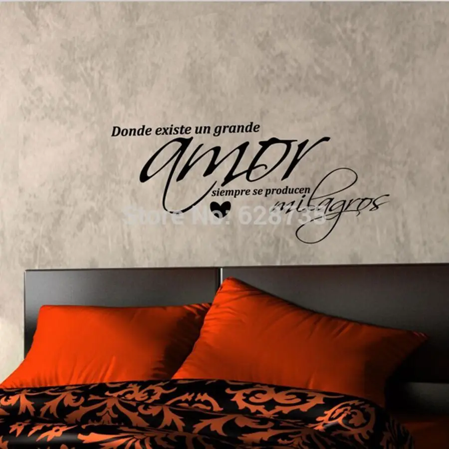 Испанский "Arte de la pared dormitorio" Виниловые настенные наклейки Amor для украшения