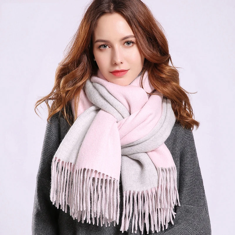 

Winter Wool Scarf For Women Solid Tassels Shawls Wraps for Ladies Pashmina Neckerchief Thicken Warm Wool Long Scarves 180x70cm