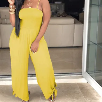 

Sexy Spaghetti Strap Wide Leg Jumpsuits 2019 New Women Sleeveless High Waist Jumpsuit Casual Loose Overalls