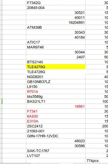 774 шт. F7342Q 20845 004 30521 40011 16204891 ATM39B 30343 ......|Запасные части| |