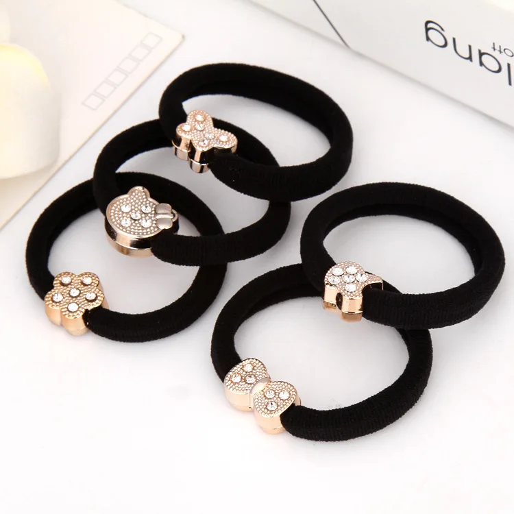 

2PCS Girl Butterfly Bow Knot high elastic bandage head bands diamond crown hairbands scrunchie hair accessories Gum for women