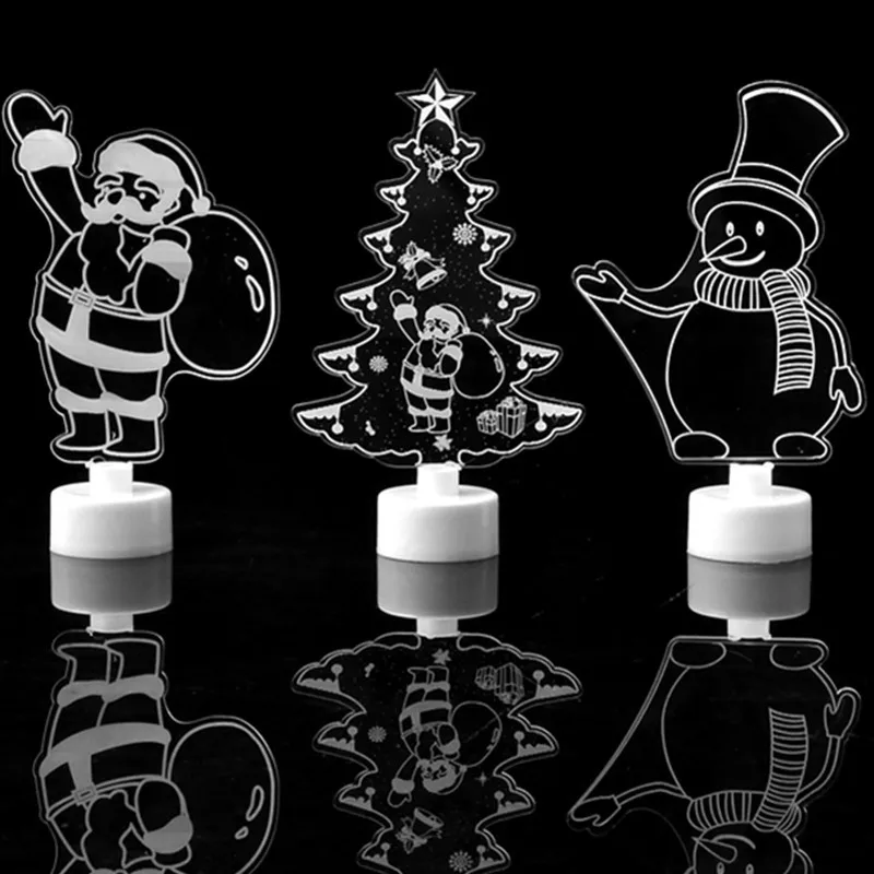 Счастливого Рождества акриловый светодиодный светильник Рождественская елка украшения кулон Рождественский Санта Клаус Снеговик светильник Рождественский Navidad Декор