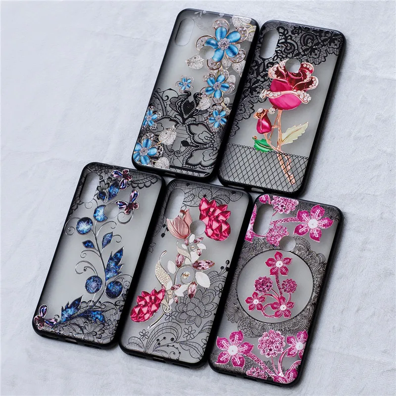 

Luxury Flower Shockproof Diamond PC Case for Xiaomi Pocophone F1 5X A1 Etui Cover For Mi Redmi 5A 6A 5 6 Pro Note 4x 6 6 Capinha