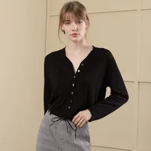 Autumn new arrival v-neck long sleeve loose pullover unlined upper knitting sweater single buckle rendering sweater women 18067 Autumn new arrival v-neck long sleeve loose pullover unlined upper knitting sweater single buckle rendering sweater women 18067