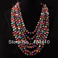 Новая модная Красивая Ручная работа многоцветная оболочка Градуированные бусины из каменной крошки цветные ожерелье 1" оптом