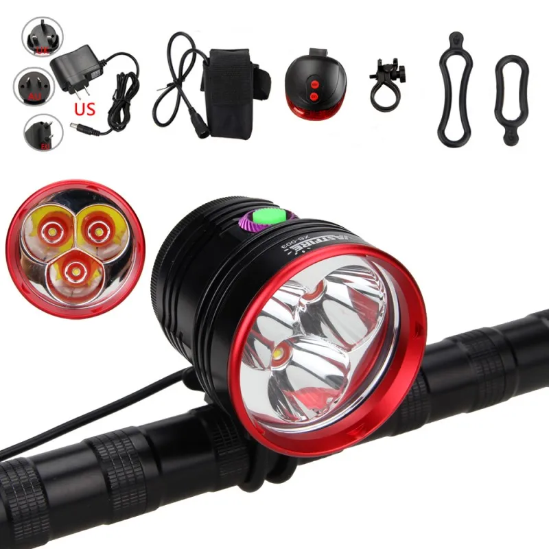

VastFire 10000Lumen 3x XM-L2 LED Front Bicycle light Waterproof Bike Cycling Head Lamp Torch Headlight +Battery +RearTaillight