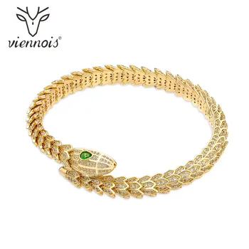 

Viennois Fashion Jewelry Gold & Silver Color Snake Bracelet & Bangles For women Luxury Crystal Rhinestone Animal Cuff Bangles