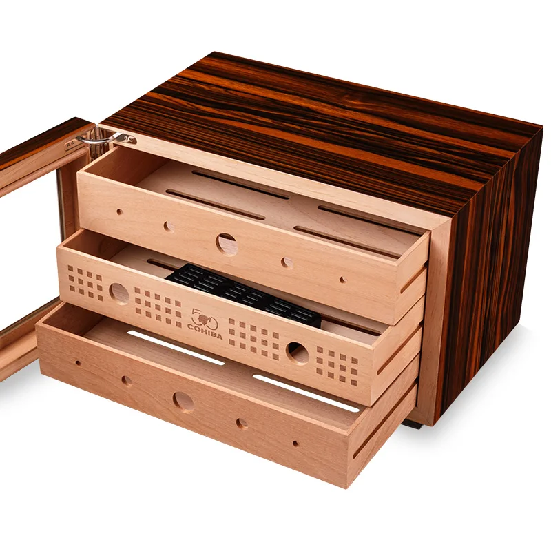 Коробка для сигар кедра деревянный ящик для сигар большой емкости трехслойная увлажнитель курение сигар CA-0013