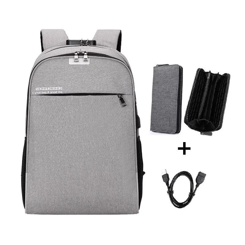 Мужской рюкзак для ноутбука, рюкзак для путешествий с защитой от кражи, usb зарядка, 15,6 дюймов, мужской женский рюкзак, школьные сумки для подростков - Цвет: Set 7