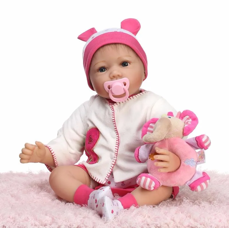 Мода девушка игрушки силиконовые-Reborn-куклы 22 "реального возрождается младенцев синий/карие глаза магнитного рот ткань тела детей подарок