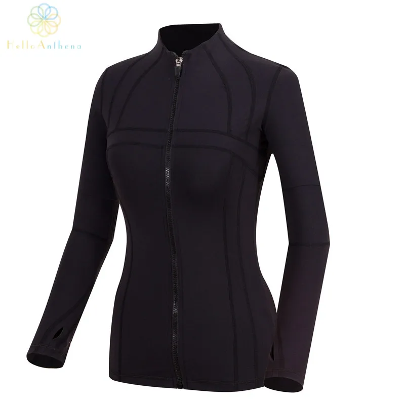 preço 2016 mulheres de colarinho Stand Up Deep Colour correndo jaquetas básicas dos esportes Outerwear e casacos de Fitness Yoga ginásio Jogging fecho de correr