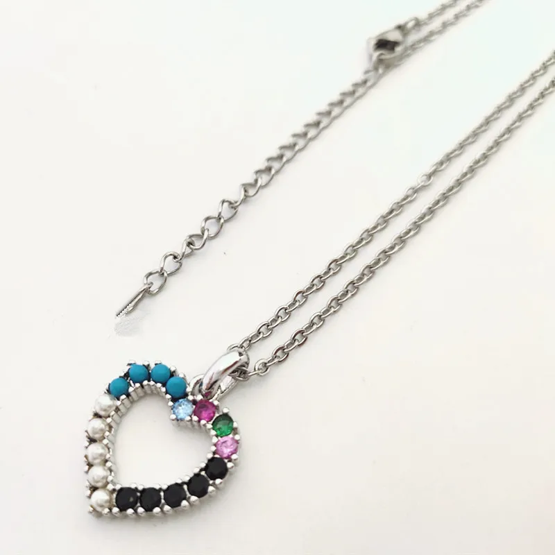 

Fashion Women Girls Silver Rose Gold Stainless Steel Color Crystal Hollow Hearts Palm Bear Animal Pendant Necklace Jewelry