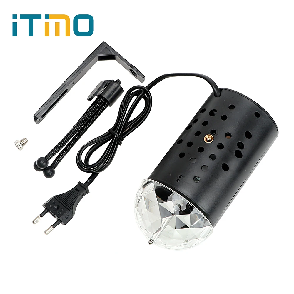 

iTimo DJ Club Disco Light EU/US Plug RGB Crystal Auto Rotating Stage Light Colorful LED Magic Ball Light