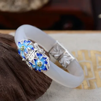 

S925 silver inlaid antique crafts silver female models opening style Shaolan process
