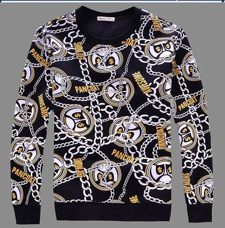 Original Design Showoff Awesome Pancoat Printed Men Vintage Rock&Roll Fleece Hoodies Chain Snake