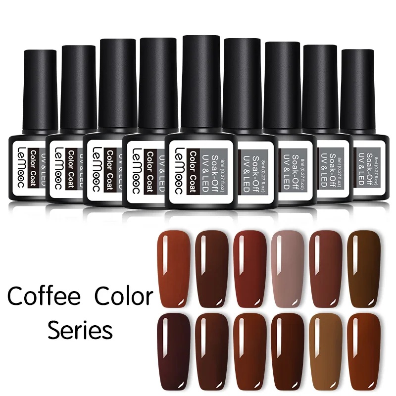 

LEMOOC 8ML Cafe Series Nail Gel Polish Vernis Semi Permanent UV Gel Polish Soak Off Gel Paint For Nails Gel Laquer