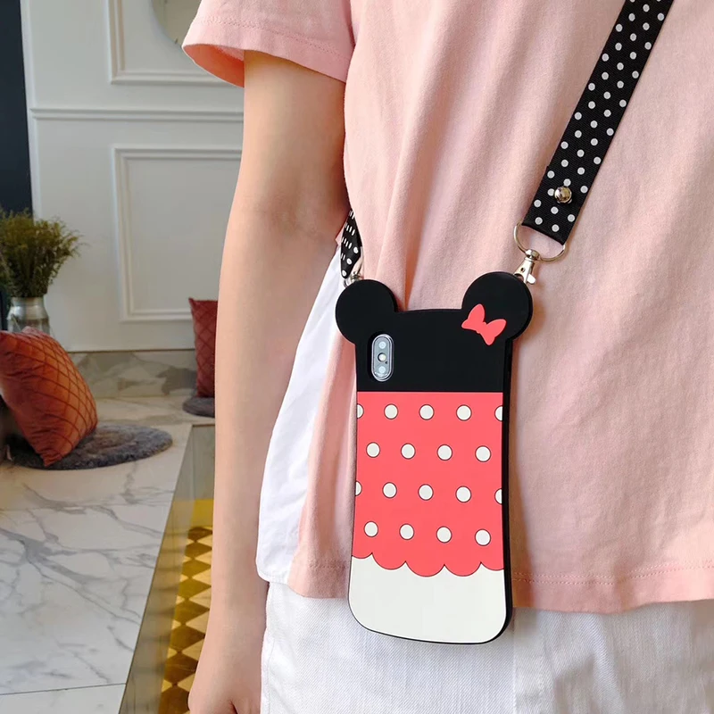 Tend чехол с бантом и завязками на шее для iPhone X XR XS MAX милый 3D 7 8 plus 6 6s силиконовый