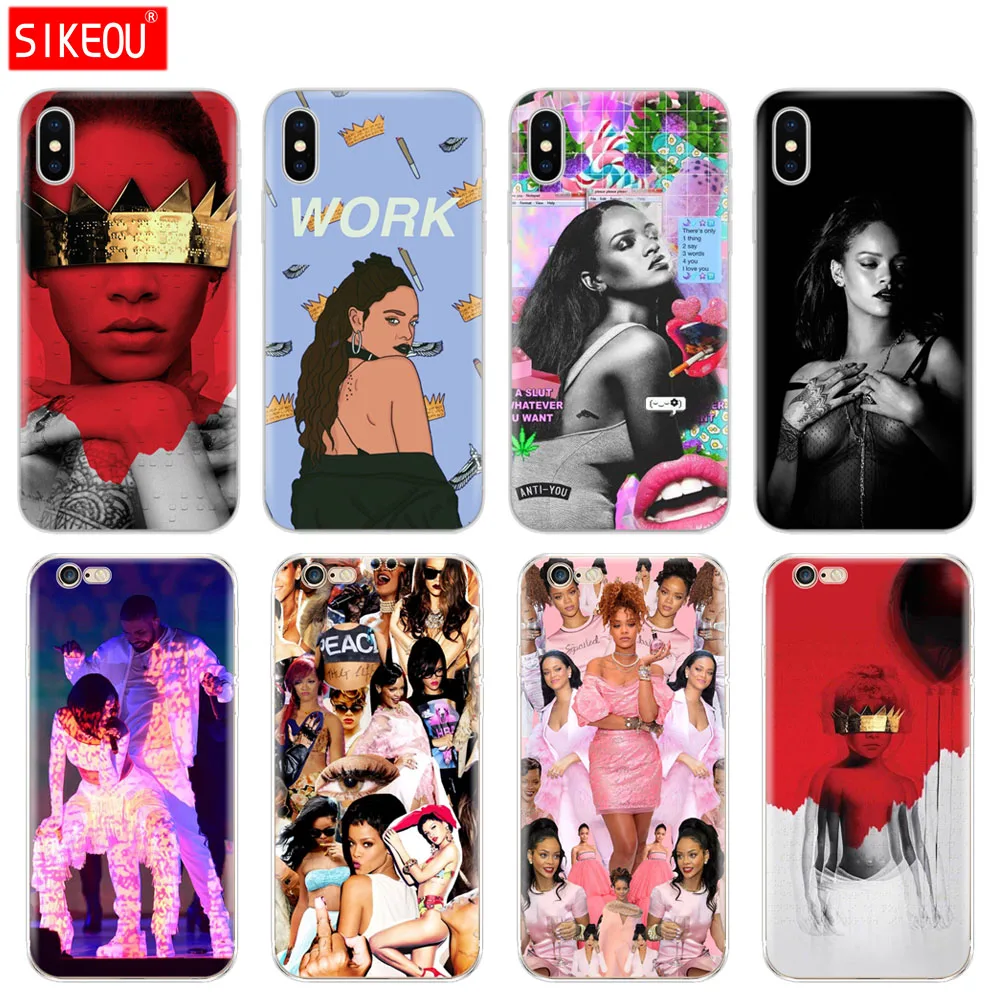 

Silicone Cover Phone Case For Iphone 6 X 8 7 6s 5 5s SE Plus 10 Case Rihanna