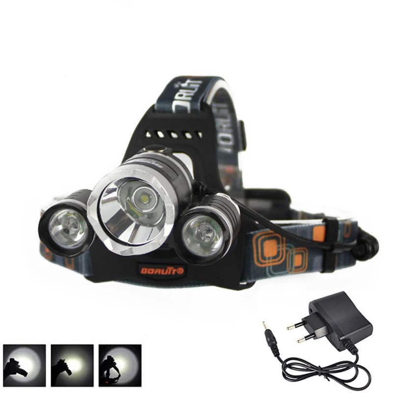 

BORUIT 8000Lm 3X XM-L T6+2R5 LED 18650 Battery Headlamp Headlight Head Torch+AC Charger Camping Fishing Cycling Rock Climbing
