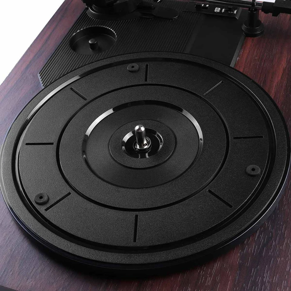 33, 45, 78 RPM Record Player Antique Gramophone Turntable Disc Vinyl Audio RCA R/L 3.5mm Output Out USB DC 5V Wood Color