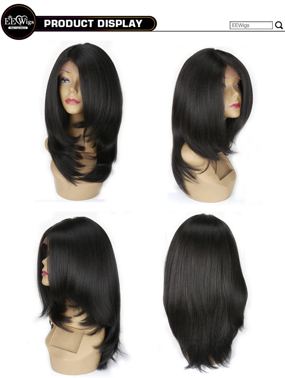 StrongBeauty синтетические парики для женщин Yaki прямые волосы каскадом черный синтетический парик