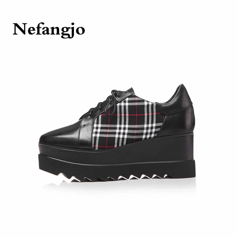 

Nefangjo 2018 platform shoes women's thick-soled women's shoes Korean version of slope heel casual flat women shoes