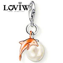 Для женщин стиль Серебряный Симпатичные Дельфин Шарм, жемчуг кулон Цепочки и ожерелья и браслет, подарок