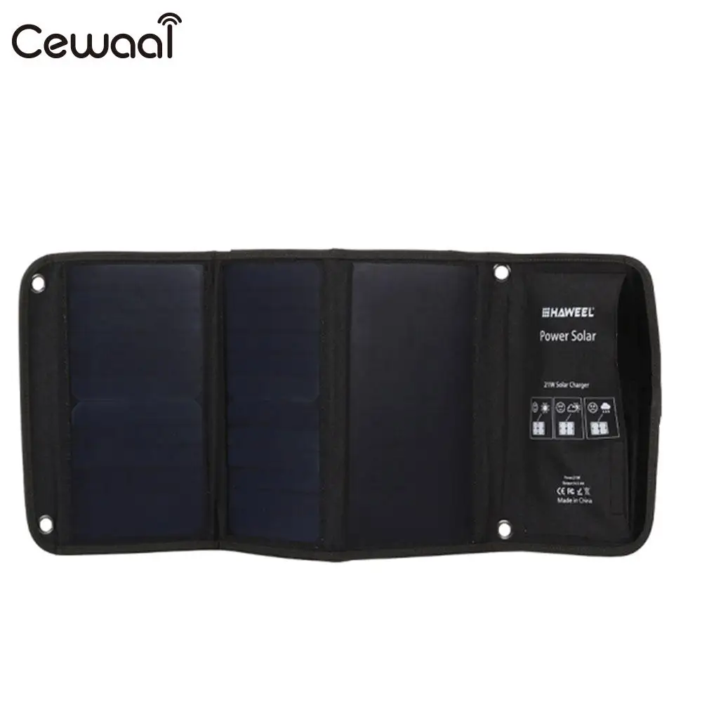 

Cewaal Emergency Power Supply 5V 21w Monocrystalline Silicon 2 USB Output Mobile Phone Travel Portable Durable