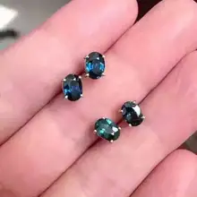 Серьги с натуральным сапфировым камнем, 925 серебро, серьги с натуральным синим драгоценным камнем для женщин, индивидуальные вечерние круглые серьги, ювелирное изделие