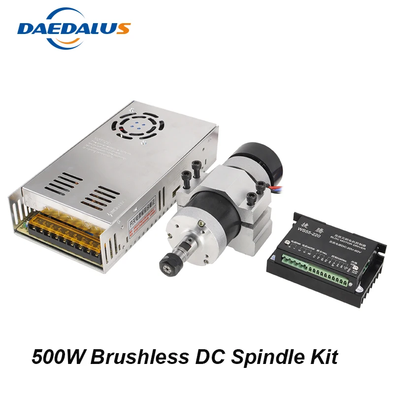 

500W CNC Spindle Motor Brushless Air Cooled Spindle + 55MM Clamp Bracket + Stepper Motor Driver + Switching Power Supply