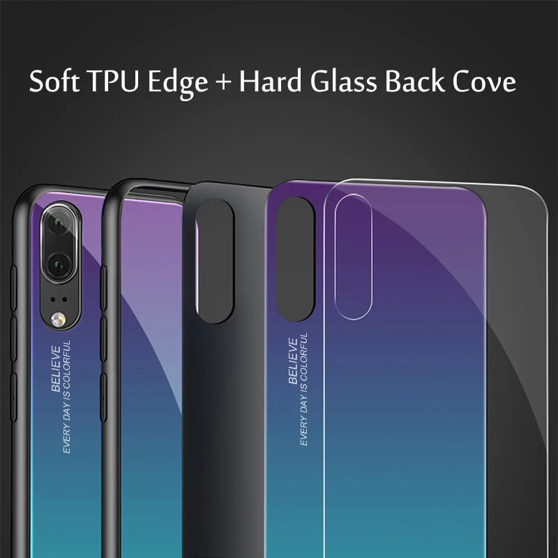 Градиентный чехол из закаленного стекла для Huawei Mate 20 10 Lite P20 P30 Pro Nova 3 3i 4 P Smart 2019 Honor
