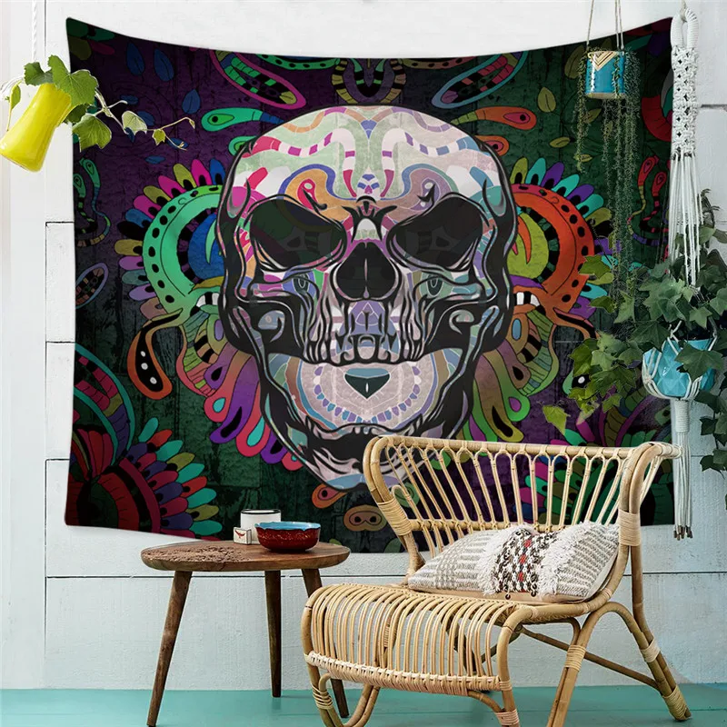 

Wall Hanging Large Tapestry Hippie Punk Sugar Skull Printed Polyester Home Decor Bed Sheet Summer Beach Cover Blanket Yoga Mats