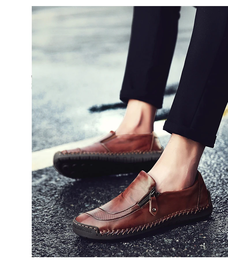 Men's Lovely Split Leather Classic Shoes Brown Model